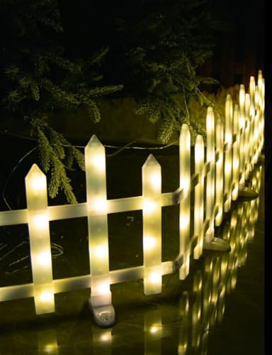 Recinto Luminoso per Albero di Natale in PVC, Cancelletto per Albero di Natale Staccionata Luminosa LED di Protezione per Cani Gatti Bambini Albero di Natale Presepe Giardino luce calda