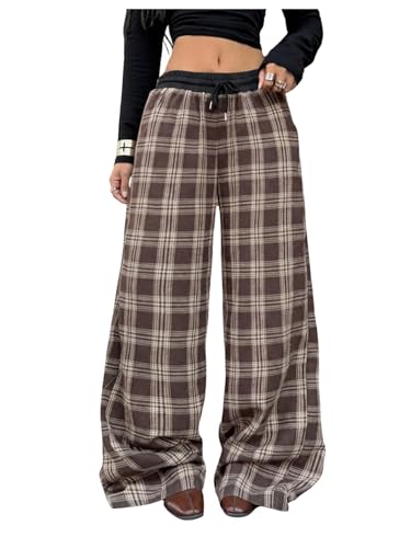 Image of SOLY HUX Women's Plaid Checkered Pants Flannel Pajama Pants with Pockets