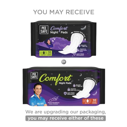 Image of Pee Safe Comfort All Night Pads | 10 Pads 3 XL - 355mm | Extra Wide Back with Dual Wings | 6 Layer Deep Absorption | Japanese Leak-Lock Technology | Overnight Leak Free Protection | Extra Long