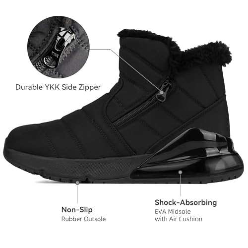 Image of Men's Winter Waterproof Snow Boots Non-Slip Work Boots Warm Slip On Mid-Calf Booties Lightweight Outdoor Athletic Diabetic Boots