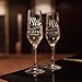 P Lab Set of 2, Bride and Groom Champagne Glasses w/Last Name & Date, Personalized Mr. Mrs. Engagement & Wedding Champagne Flutes, Toasting Glasses - Customized Etched Flutes, Wedding Gift #N5