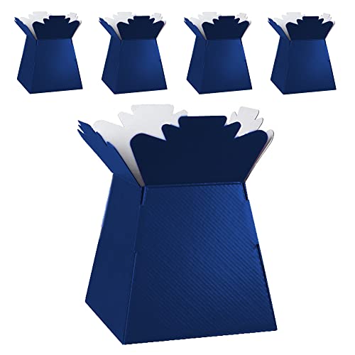 Flower Bouquet Boxes Florist Packaging Gift Craft Box Vase – Holder for Flowers, Bouquets, Plants, Sweets – Decoration for Wedding, Birthday, Anniversary, Floral Arrangement – Pack of 5 – Navy