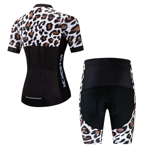 Hotlion Radtrikot Damen Set Kurzarm Fahrradbekleidung Frauen Sommer Fahrradkleidung Fahrradtrikot Rennrad Outfit CF2