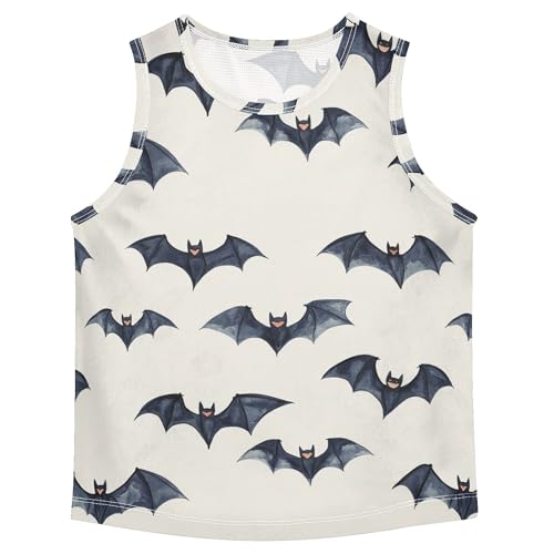 JUNZAN Halloween Bats Beige Boys Tank Top Sleeveless Teens Vest Boys Summer Crew Neck Undershirts for Running Sports Beach 3T