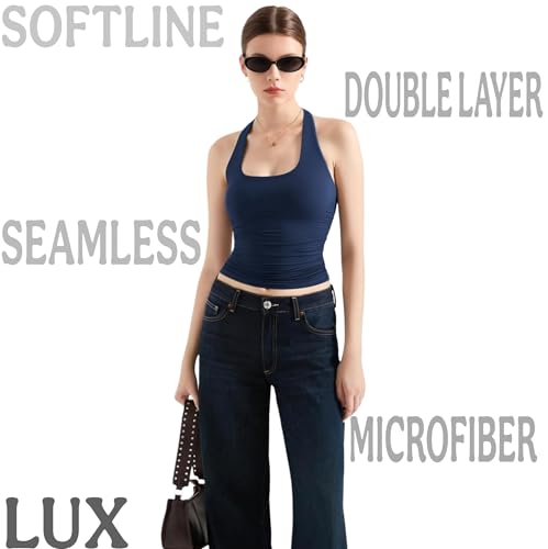 Image of SIGHTBOMB SOFTLINE Double Layer Seamless U Neck Halter Cuddle Baby Sleeveless Microfiber Active WEAR /Casual WEAR TOP for Women