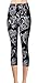 Regular Size Printed Brushed Capris (Floral Skulls)