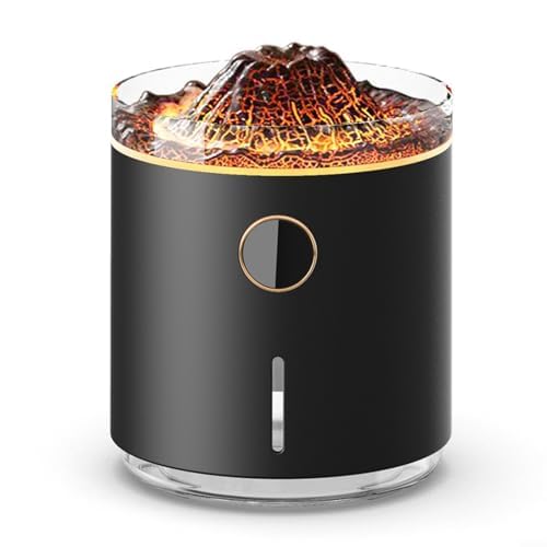 Difusor de aroma de 350 ml con modo de llama y simulación de humo, función de apagado automático, control de temporizador durante 2 y 8 horas, ultra silencioso para aliviar el estrés (negro)
