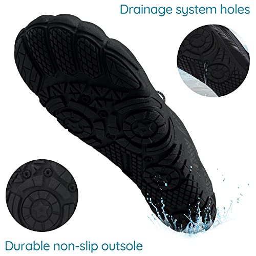 Whatseaso Water Shoes Mens Womens Sports Quick Dry Aqua Barefoot Shoes For Beach Diving Swimming Boating Walking 10 Women/9 Men, Black #TOP2