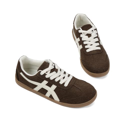 Image of Tigeridea Casual Sneakers for Women Lightweight Lace Up Tennis Shoes | Non-slip Lace Up Fashion Sneaker, Round Toe Retro Walking Shoes, 2026 Trendy Comfortable Trainers
