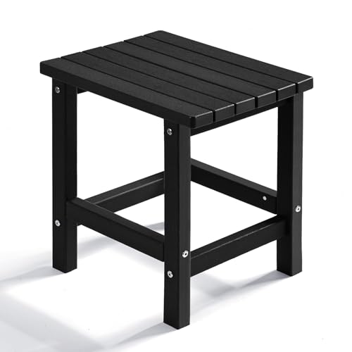 PASAMIC Adirondack Square Side Table, HDPE Outdoor Side Tables, Weather Resistant End Table for Patio, Backyard, Pool, Indoor Companion, Beach, Easy Maintenance (Black)