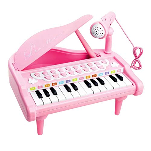 Love&Mini Piano Toy Keyboard for Kids Birthday Gift Pink Music Instruments with Microphone