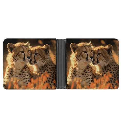 Cheetah Love Men Wallet Slim Thin Credit Card Women Money Clip Leather Bifold Front Pocket Wallets