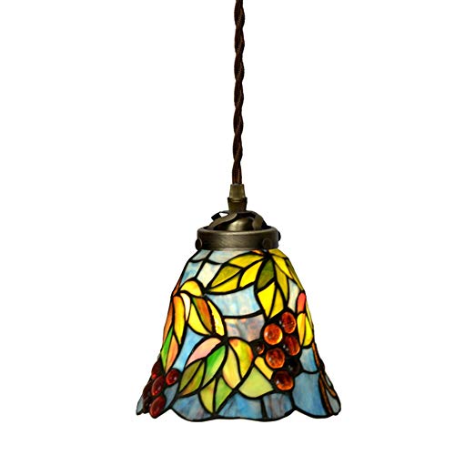 7 pouces bar lustre en verre de couleur européenne Antique Raisin repas tête Tiffany Lustre Lumières Tiffany Living éclairage de la pièce