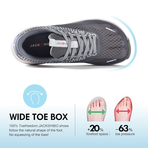 Image of JACKSHIBO Wide Toe Box Shoes Women Arch Support Zero Drop Wide Sneakers | Orthopedic, Plantar Fasciitis, Running, Walking, Athletic, Tennis, Gym, Workout, Supportive, Width, Cushion, Thick Sole