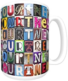 COURTNEY Coffee Mug / Cup - using photos of sign letters - personalized
