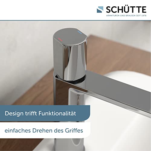Schütte New York 33610 Washbasin Faucet, Chrome Contemporary Single-Lever Mixer Tap with Pop-Up Drain, Bathroom Tap - Image 3