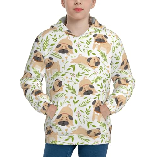 Puppy and Spring Flowers Kid Hoodies Boys Sweatshirts Girls Pullover with Pocket