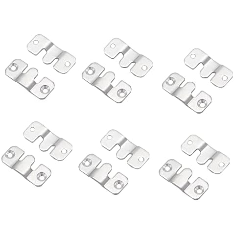 6 Pairs Stainless Steel Flush Mount Bracket,Interlocking Photo Frame Hook Heavy Duty Picture Hanger Z Clip Bracket Cover