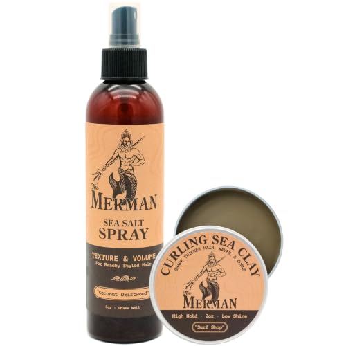 The Merman Sea Salt Spray & Curling Sea Clay Bundle All-Day Hold 8oz 2oz