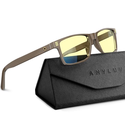 ANYLUV Blue Light Glasses (Yellow Lens, Gaming Brown Frame)