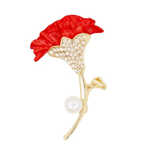 Image of Gold Crystal Shell Flower Brooch Pins for Women Elegant Pearl Rhinestone Floral Brooches Pin Fashion Jewelry for Party Dance Wedding Banquet Brooch for Women Girl Gift