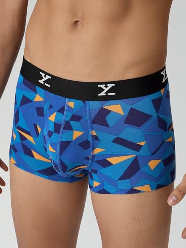 Image of XYXX Men's Shuffle Micromodal Regular Fit Printed Antimicrobial Trunks with No Marks Waistband (Pack of 3)