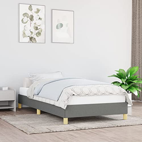 Homgoday Canapé gris oscuro, 90 x 200 cm, de tela, para cama con marco de cama, estructura de cama, marco moderno, estructura para salón, dormitorios