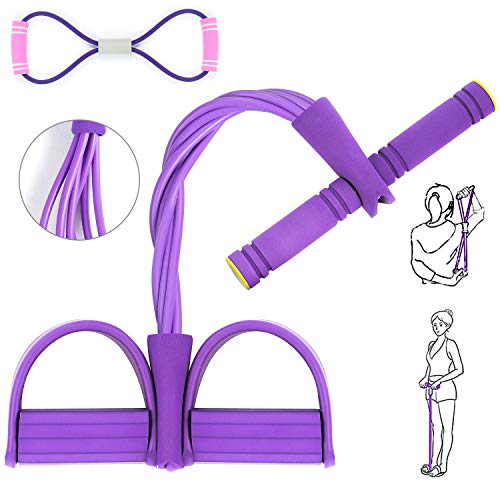 AJOXEL Cuerda De Tracción Multifunción, 6 Tubos Cuerda Ejercitar Piernas Expansor Pecho Abdominales Fitness Elástico Pedal de Pie Entrenamiento Resistencia Banda para Gimnasia