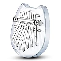 Mini Kalimba Thumb Piano 8 Keys,Portable Solid Wood Mbira Finger Piano for Kids and Adults,Pocket Musical Gifts for Beginners w/Chain