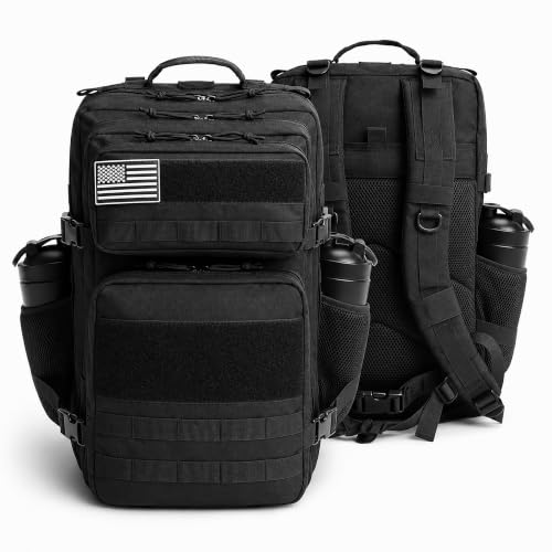 45L Tactical Backpack — Waterproof 900D Oxford, 180° Full‑Open Design, MOLLE Webbing, Multi‑Pocket Storage for Gym, Travel & Hiking (Black)