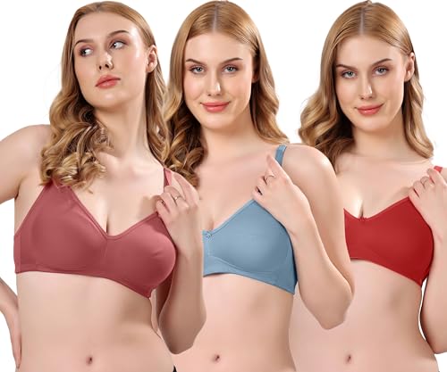 Image of London Hills Regular Bra for Women Everyday Non Padded Wire Free Full Coverage Cotton Blend