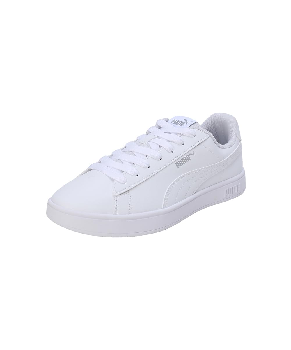Puma Unisex-Adult Smash V2 Sneaker 11 Women/9.5 Men Puma White Puma Silver