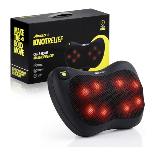 Image of Boldfit KnotRelief Electric Shiatsu Back & Neck Massager, 4 Deep-Kneading Nodes, Infrared Heat, Bi-Directional Rotation, Portable Back Massager for Pain Relief, Car & Home Use, 1-Year Warranty