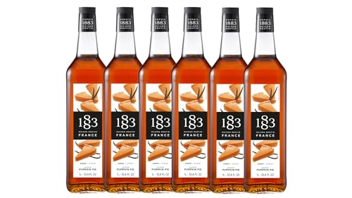 Image of 1883 Pumpkin Pie Syrup for Drinks - 1 Liter Glass Bottles (Pack of 6)