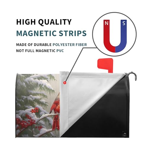 Image of Winter Cardinal Mailbox Covers Magnetic Berry Branches Snow Outdoor Mailbox Cover Standard Size 18 X 21 Snowflakes Christmas Holiday Wrap Post Letter Box Decorative for Home Garden