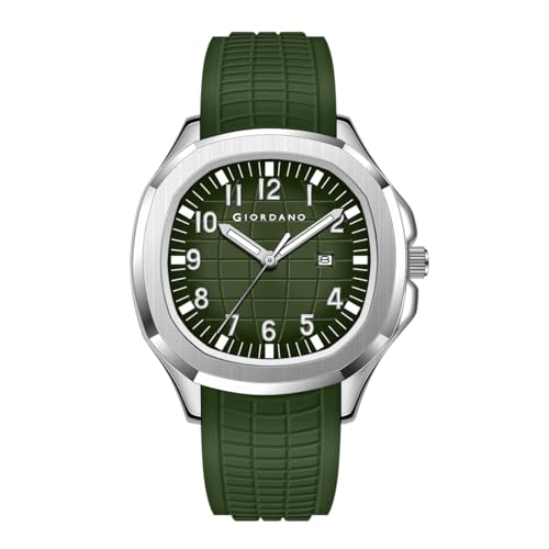 Image of GIORDANO Analog Watch for Men - Textured Dial, Stainless Steel Strap, Date Display, Quartz Movement, Water Resistant