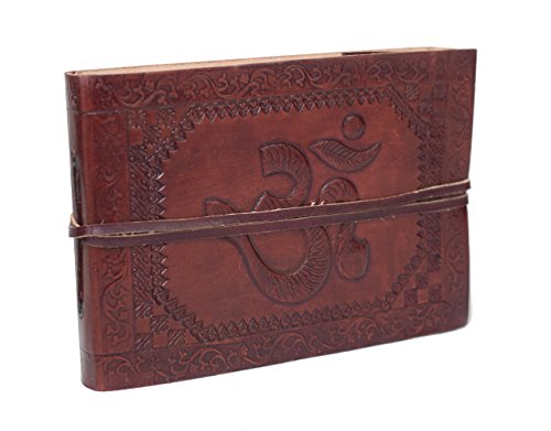 Tout a commencé par l' Om - Vintage Cuir de buffle Album photo Coton papier noir Fait main Cover