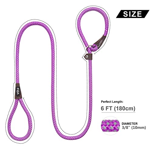 Fida Durable Slip Lead - 6 FT x 3/8" Heavy Duty Dog Loop Leash for Small Dogs and Puppies, No Pull Pet Training Leash with Highly Reflective Stitching (Purple) by Fida - Image 4