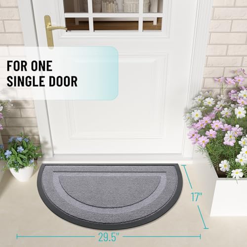 Image of OLANLY Half Circle Door Mat Indoor Outdoor Entrance Welcome, Waterproof All-Season, All-Weather Doormat, Sturdy Natural Rubber, Low Profile, Easy Clean Patio Porch Entryway Mat, 29.5x17, Classic Gray