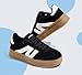 LUCKY STEP Boys Girls Platform Sneakers Fashion Casual Non Slip Walking Shoes Classic Retro Tennis Sneaker for Big Kids(1 M US Black/White)