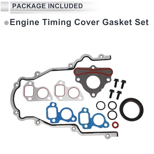 Image of Engine Timing Cover Gasket Set for Cadillac Escalade 2002-2014 Long-lasting Sealing Chain Case Cover Gasket No.12633904 /12589016 Rubber,Metal 1 Set