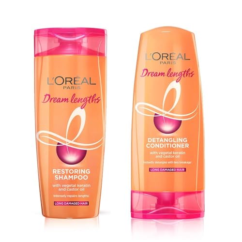 L Oréal Paris Dream Lights Shampoo & Conditioner Set for Soft, Smooth Hair with Reduced Breakage and Split Ends, Nourishes with Castor Oil and Vitamins B3 and B5