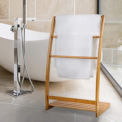 3 Tier Bamboo Towel Rack with Storage Shelf for Bathroom,