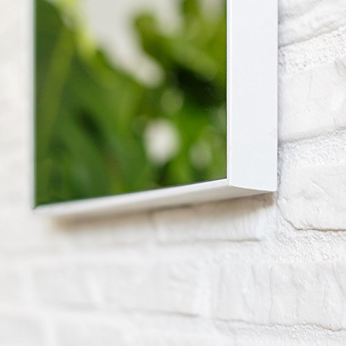 LOLAhome - Espejo de Pared Blanco Rectangular, con Marco Fino de Plástico. Ideal para Vestidor, Dormitorio o Recibidor (Blanco, 90x30 cm) - imagen 5