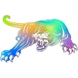 AuMoHall ホログラフィックレーザーパンサーグラフィックスカーデカールカラフルフードビニールステッカーユニバーサルボディサイドデカール17.83インチ×11.02インチ、レーザーカラフルパンサー