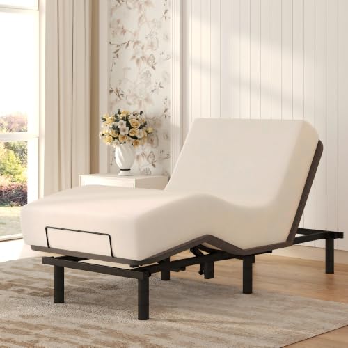 Image of Softa Adjustable Bed Frame, Electric Bed Base w /Oxford Fabric Bedspread, Remote Control, Whisper Quiet, Durable Motor, Mattress Holder
