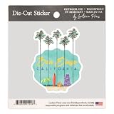 Lantern Press Sticker San Diego, California, Tall Palms Beach Scene, Die Cut Vinyl, (Waterproof Decal for Cars, Water Bottles, Laptops, Coolers), Small