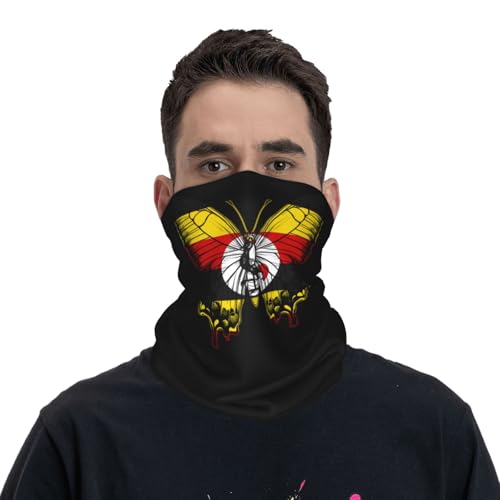 Uganda Ugandans Flag Butterfly Neck Gaiter Balaclava Face Mask for Men Women Patriotic Design Seamless Bandana Cover Scarf Headwear Headband Head Wrap White
