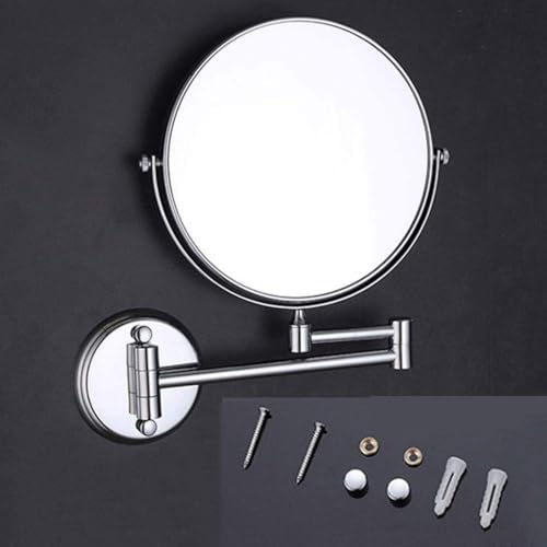 Image of 360 Shaving Mirror Chrome Finish & 3X Magnification Mirror for Makeup with Wall Mount Bracket Shaving & Swivel Dual Side Round Mirror for Bathroom & Vanity