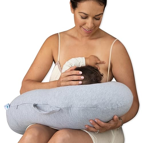 Image of Pharmedoc Nursing Pillow for Breastfeeding, Large Size Breastfeeding Pillows for More Support for Mom and Baby, Bottle Feeding Ergonomic Design and Removable Cotton Cover, Grey